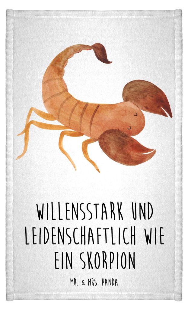 Mr. & Mrs. Panda handtuch gäste wc Sternzeichen Skorpion - Weiß - Geschenk, Skorpione, Frotteetuch, Geburtstag November, Gästehandtuch 30x50, ba...