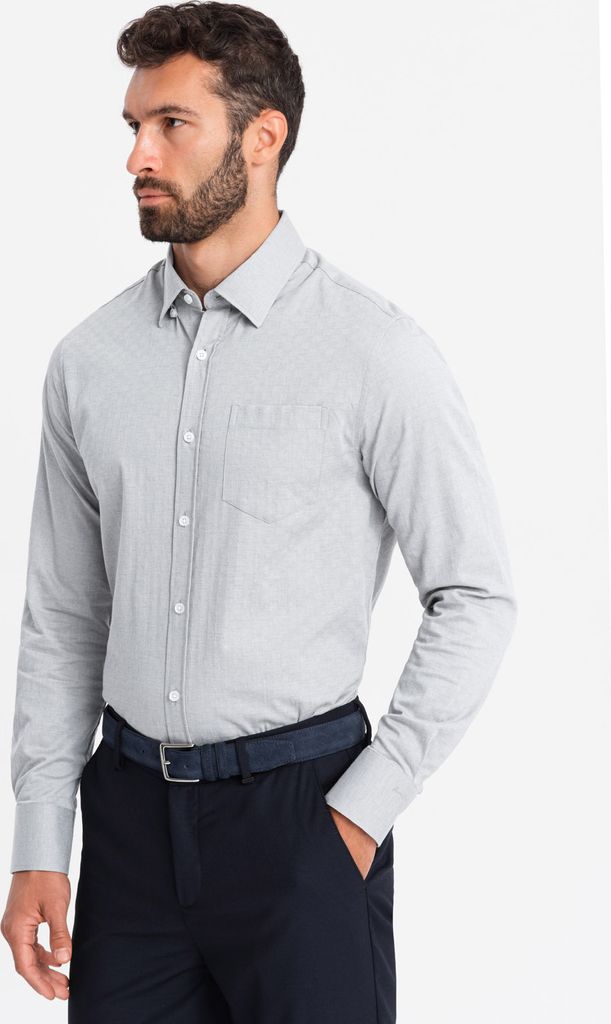 Ombre Clothing Langarmhemd für Männer Condé grau XXL