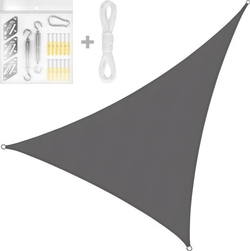Voile d'ombrage pour terrasse et jardin gris 3x4x5m - Kit complet inclus