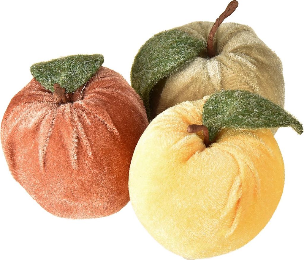 Deko Apfel Samt Kunstfrucht Herbstdeko Braun Gelb Ø7,5cm H9cm 9 St