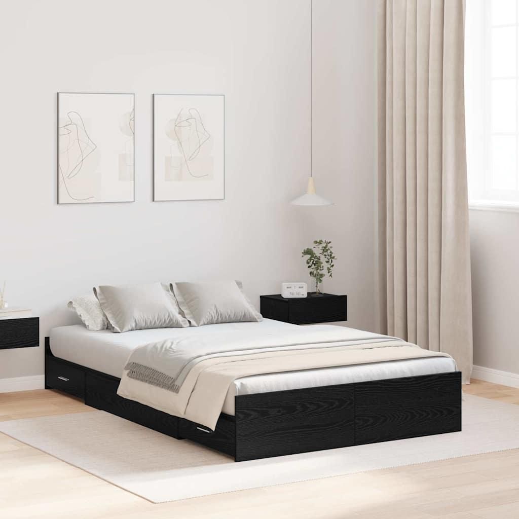 Maison Exclusive - Aufbewahrungsbettgestell Schwarz Eichen-Optik 120 x 190 cm