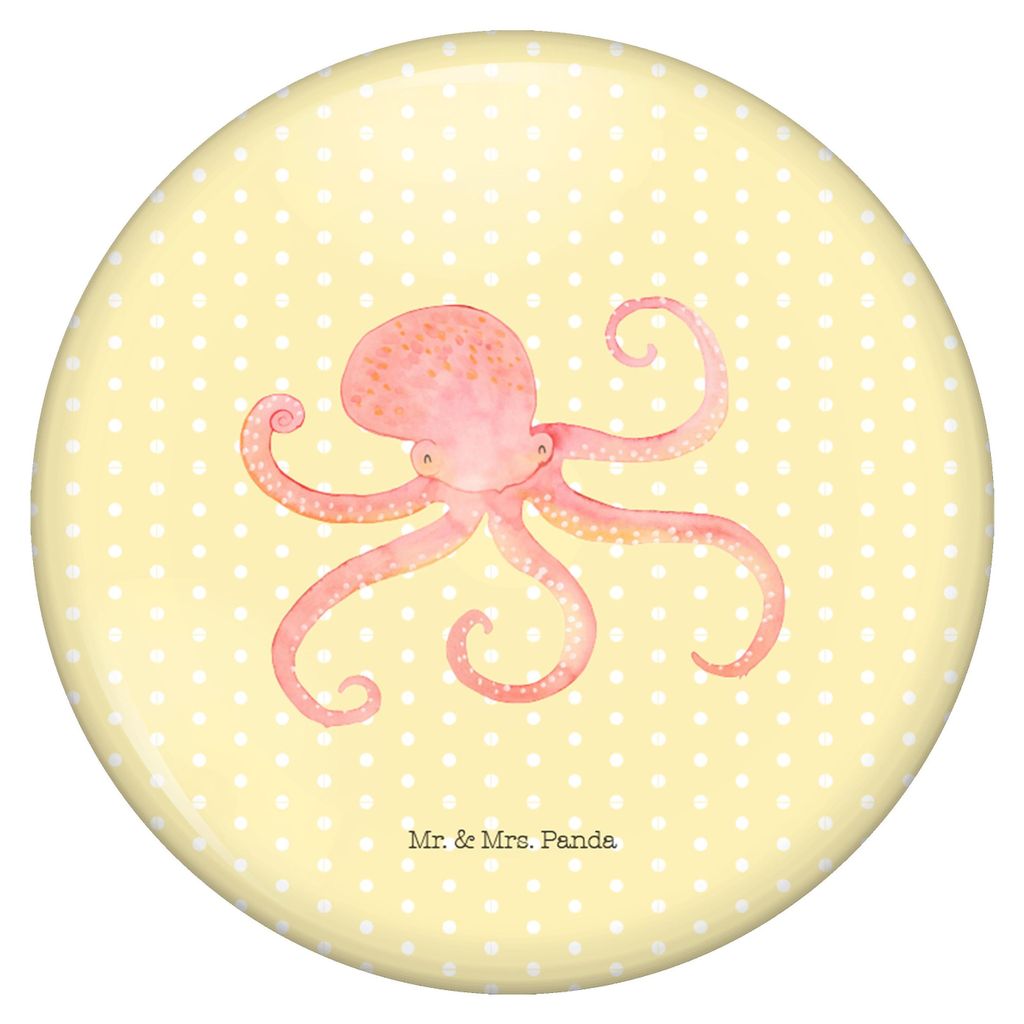 Mr. & Mrs. Panda Pin Tintenfisch - Gelb Pastell - Geschenk, Krake, Anstecker, Meer, Meerestier, Plakette, Sprüche Button, Tiere, Wasser, Ozean, Badge