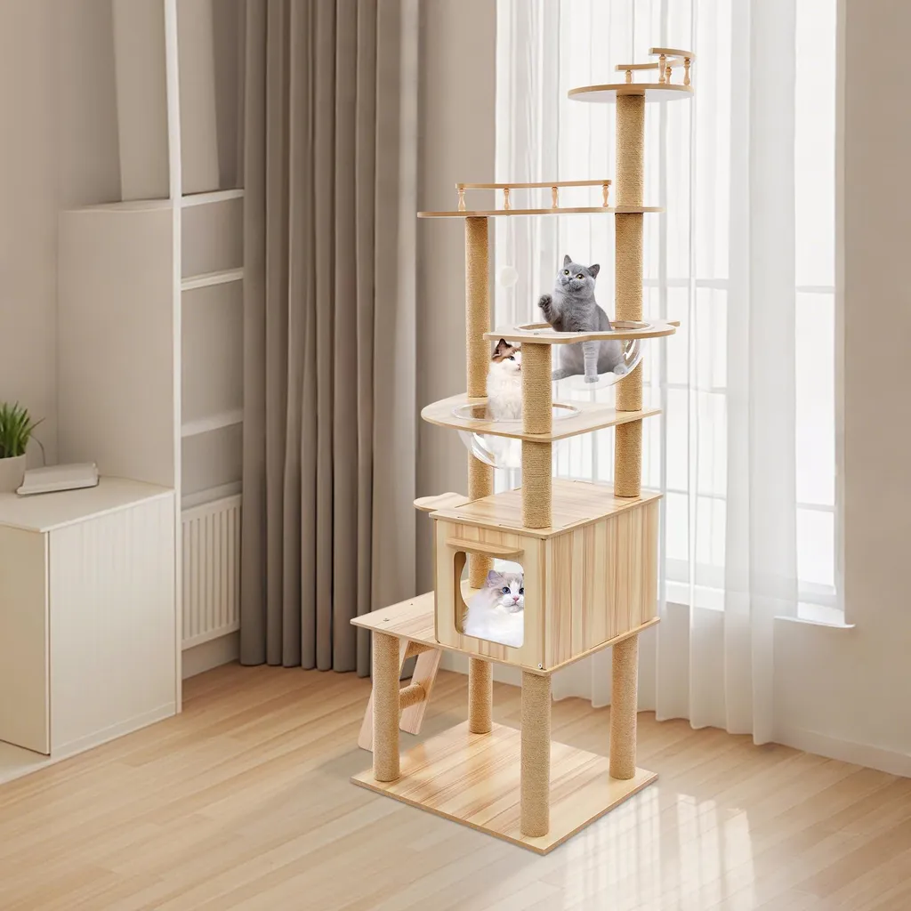 Arbre à chat robuste 9 kg max avec plateformes confortables - Gris Clair - 9
