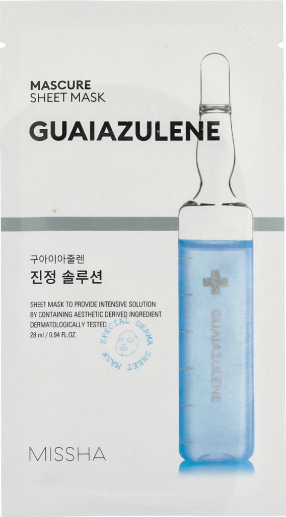 Mascarilla facial calmante con guaiazuleno (Mascure Sheet Imagen del producto 