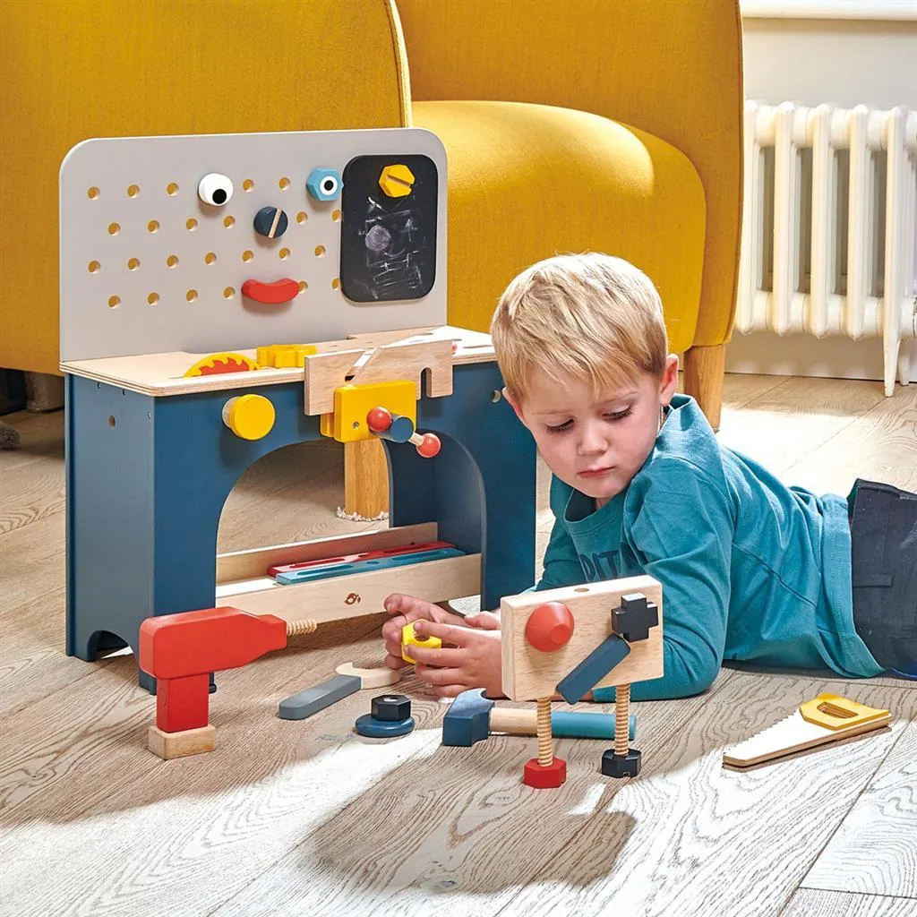 Établi enfant en bois robuste avec accessoires - Modèle table éducatif