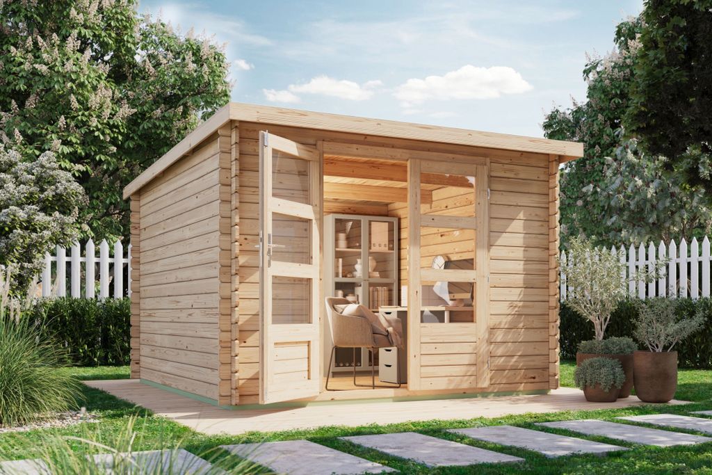 Karibu Gartenhaus Gerätehaus Blockhaus Mansfield naturbelassen 297x297x205 cm