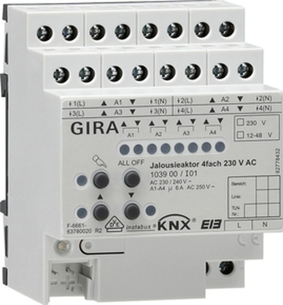 GIRA 103900 Jalousieaktor 4fach AC 230V Hand KNX REG