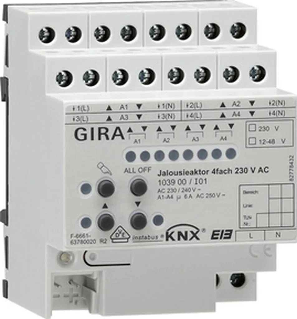 Actionneur Gira KNX 4 sorties polyvalent AC 230V et DC 12-48V manuel
