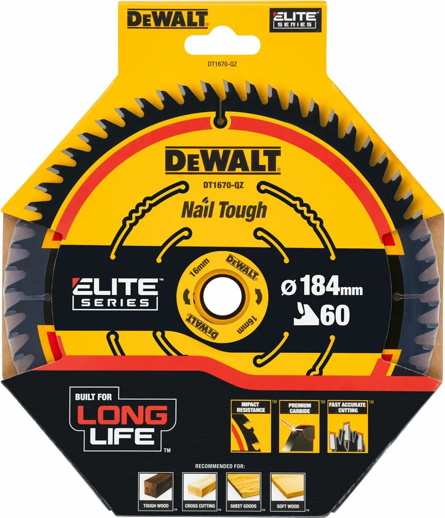 Lame de Scie Circulaire 190mm Dewalt Elite 24 Dents pour Coupe Rapide