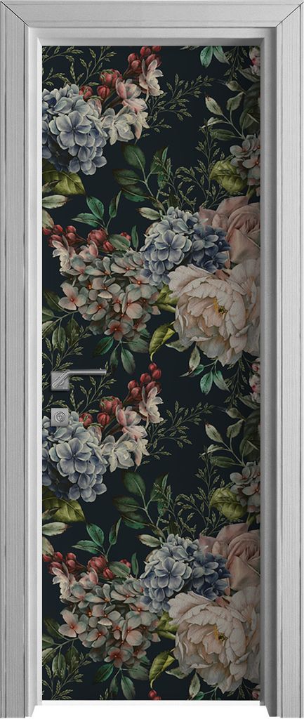 Tür Selbstklebende 70x210 cm Türfolie Türtapete Klebefolie - Muster mit Blumen