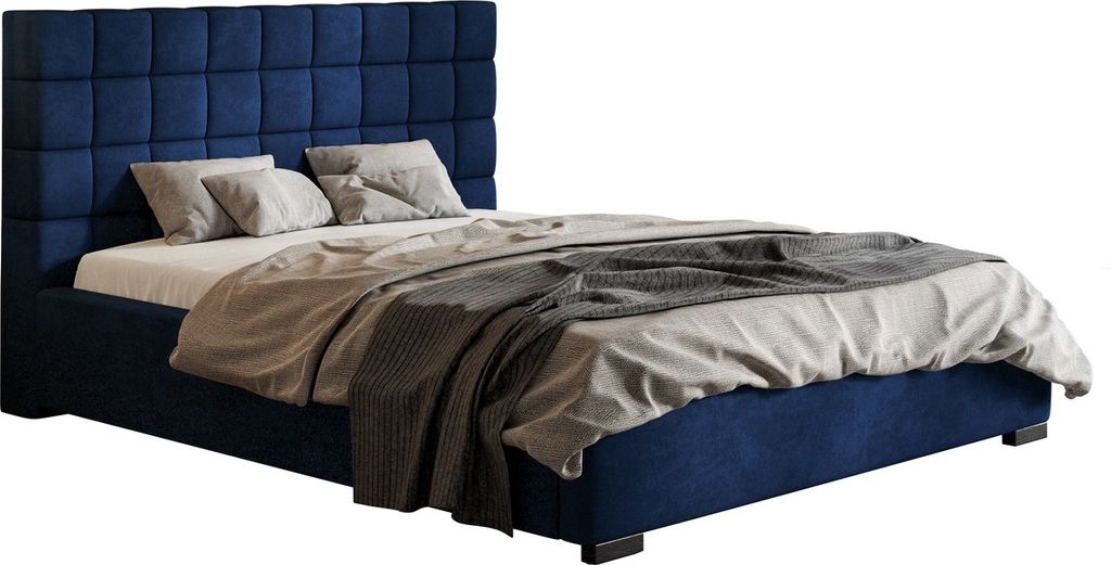 Bett 160x200 cm Noris - Schlafzimmer, Doppelbett - Polsterbett mit Bettkasten, Blau