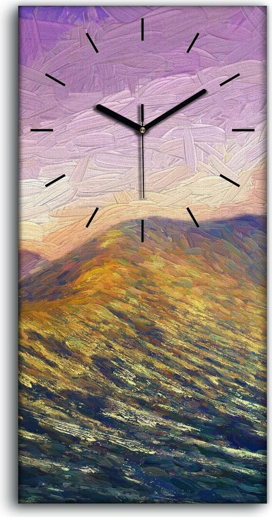 Leinwand Wanduhr Wandkunst Uhr 30x60 Malerei Abstrakte Berg Himmel Kunst - schwarze Hände