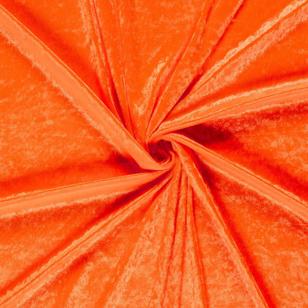 Samtstoff 0,5m Schritte - Meterware 147 cm breit – Velvet Stoff viele Farben | Dekostoff, Polsterstoff & Nähstoff 036 Orange