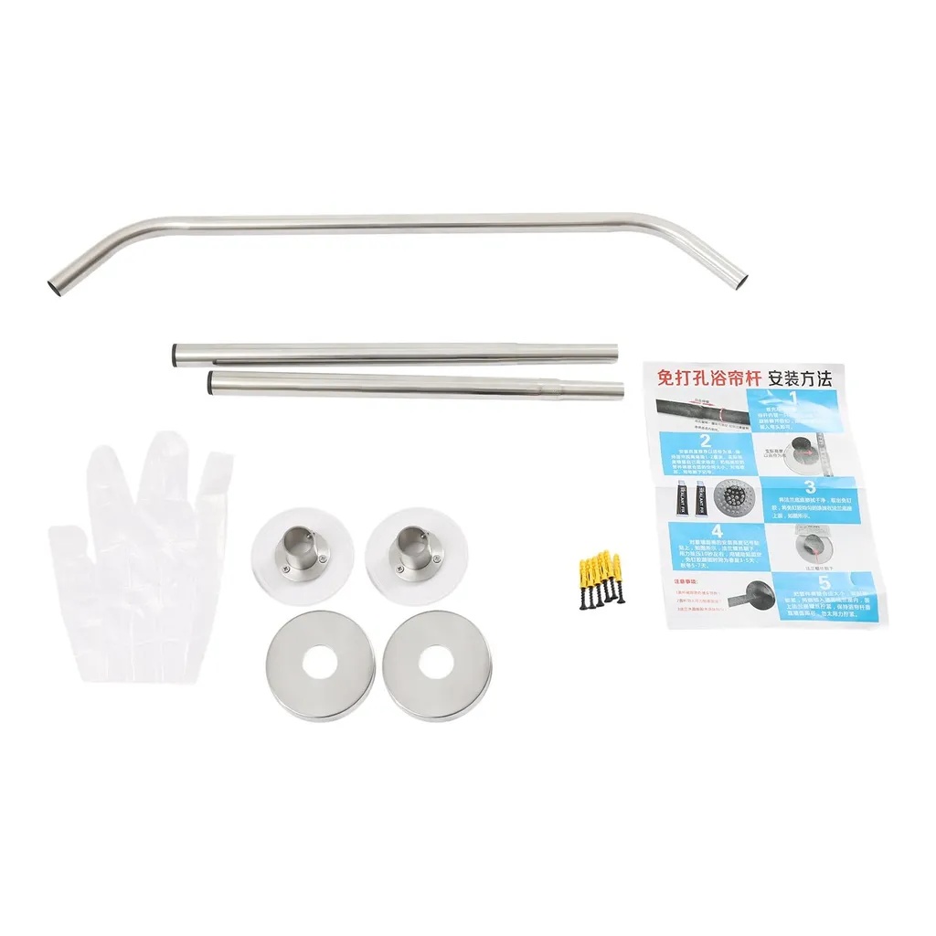 Tringle à rideau de douche extensible en acier inoxydable pour angle - 3