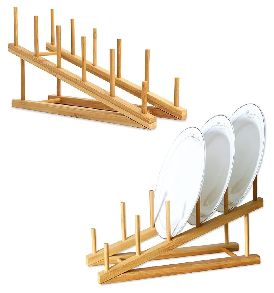 Rangement assiettes et livres en bambou - Support multi-usage cuisine