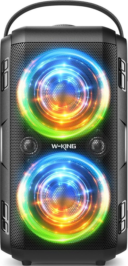 80W Bluetooth Lautsprecher Party Box, 180W Peak Boombox mit 105dB Sound, Tiefer Bass, 4 Treiber, 2 Subwoofer, IPX5 Wasserschutz, 24h Akku, Lichter, EQ