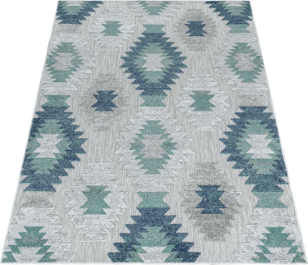Teppich Läufer Wetterfest Blau 80x250 Berber-Design aus Polypropylen
