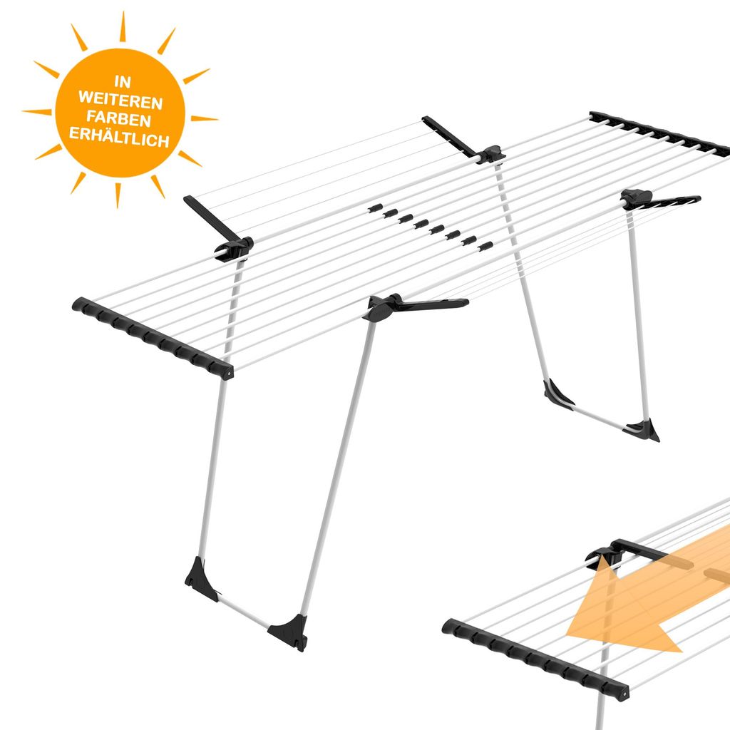 YOURSOL Wäscheständer Florenz in Weiß, ausziehbar mit 28 m Leine und Rollen für 2 Waschmaschinen