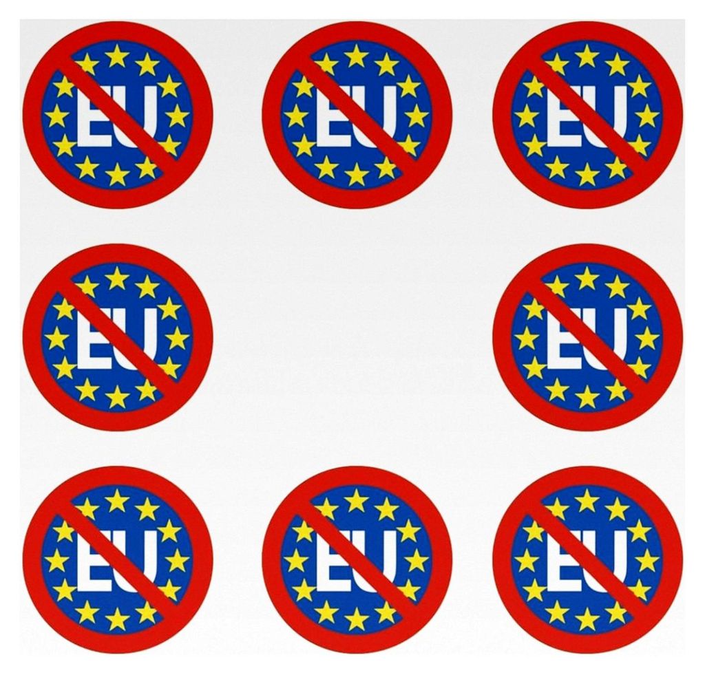 24 Stück Aufkleber 4 cm rund EU-Nein Danke Dexit Sticker Sparpack gut haftend