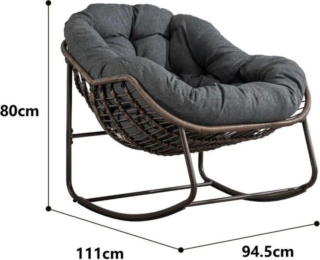 Chaise à bascule rembourrée 6" stable en acier blanc supportant 120 kg - 9