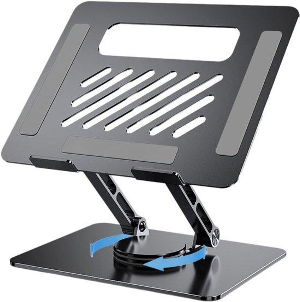 Aluminiumlegering-Laptopstand - 360°-Drehbar - Höhenverstellbar, faltenfähige Laptopstütze - Tabletstütze - Für Laptops, Tablets und Smartphones