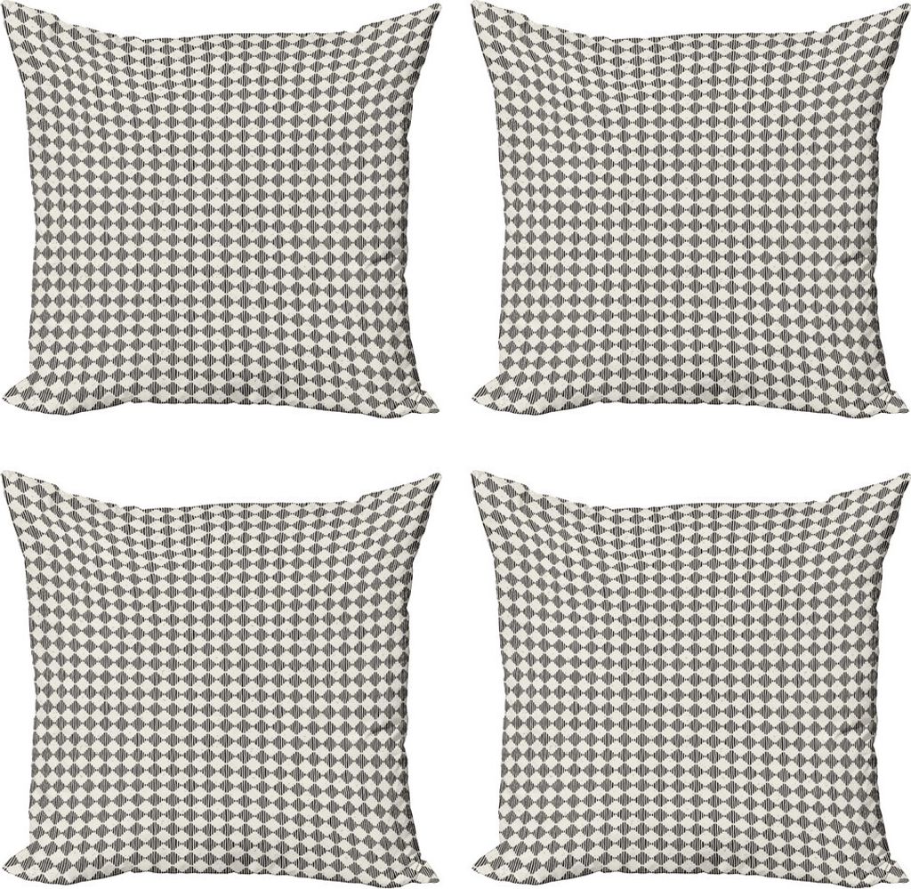 ABAKUHAUS Geometrisch Kissenbezug Set (4 Stück), Grunge Striped Rhombuses, Moderner Doppelseitiger Digitaldruck, 50 cm x 50 cm, Eischale Koksgraue