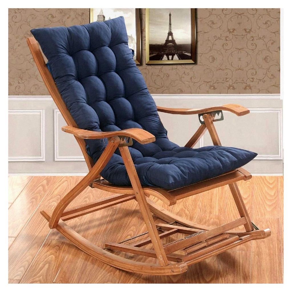 Sitz- und Rückenkissen für Schaukelstühle und Gartenmöbel, Indoor und Outdoor, Hochlehner Kissen 120x50x8cm - Blau