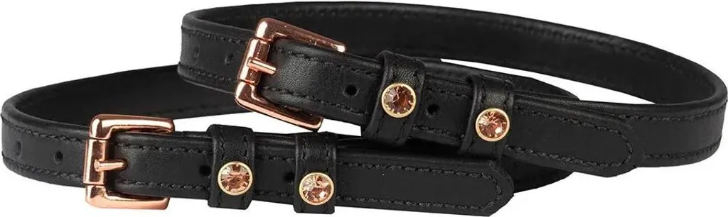 Lanières d'Éperons Robustes en Cuir Noir avec Diamants pour Fixation Stable