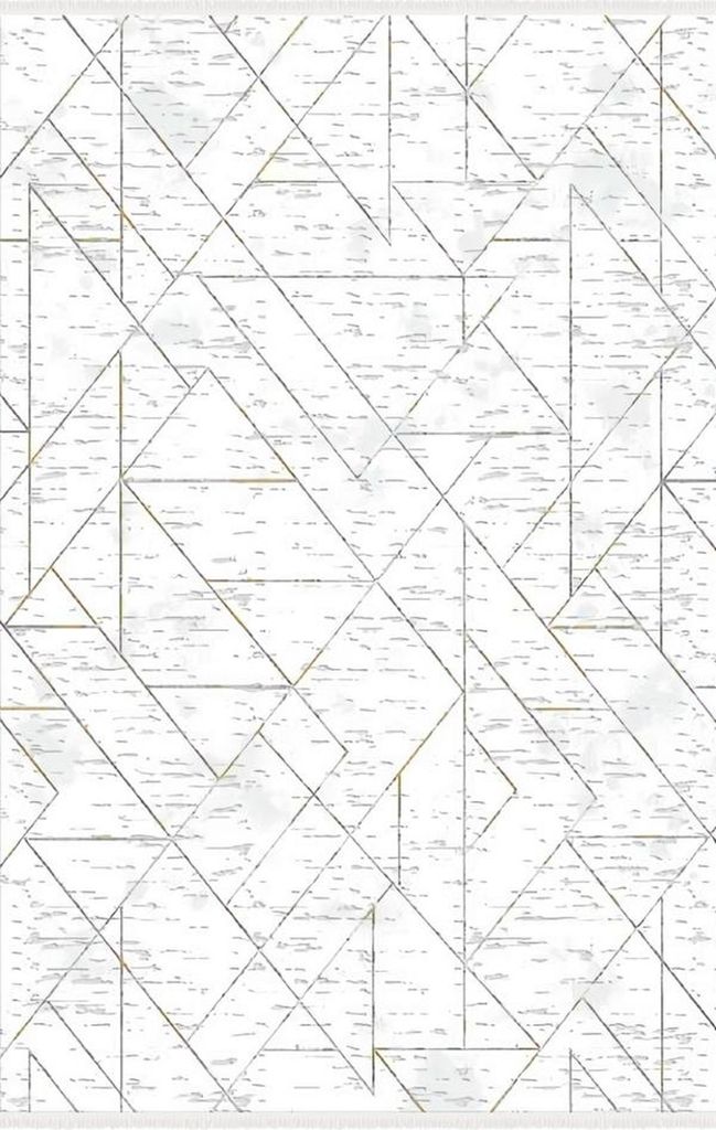 Teppich Weiß Bodenbelag Kurzflor Wohnzimmer Abstraktes Geometrisches 160 x 230