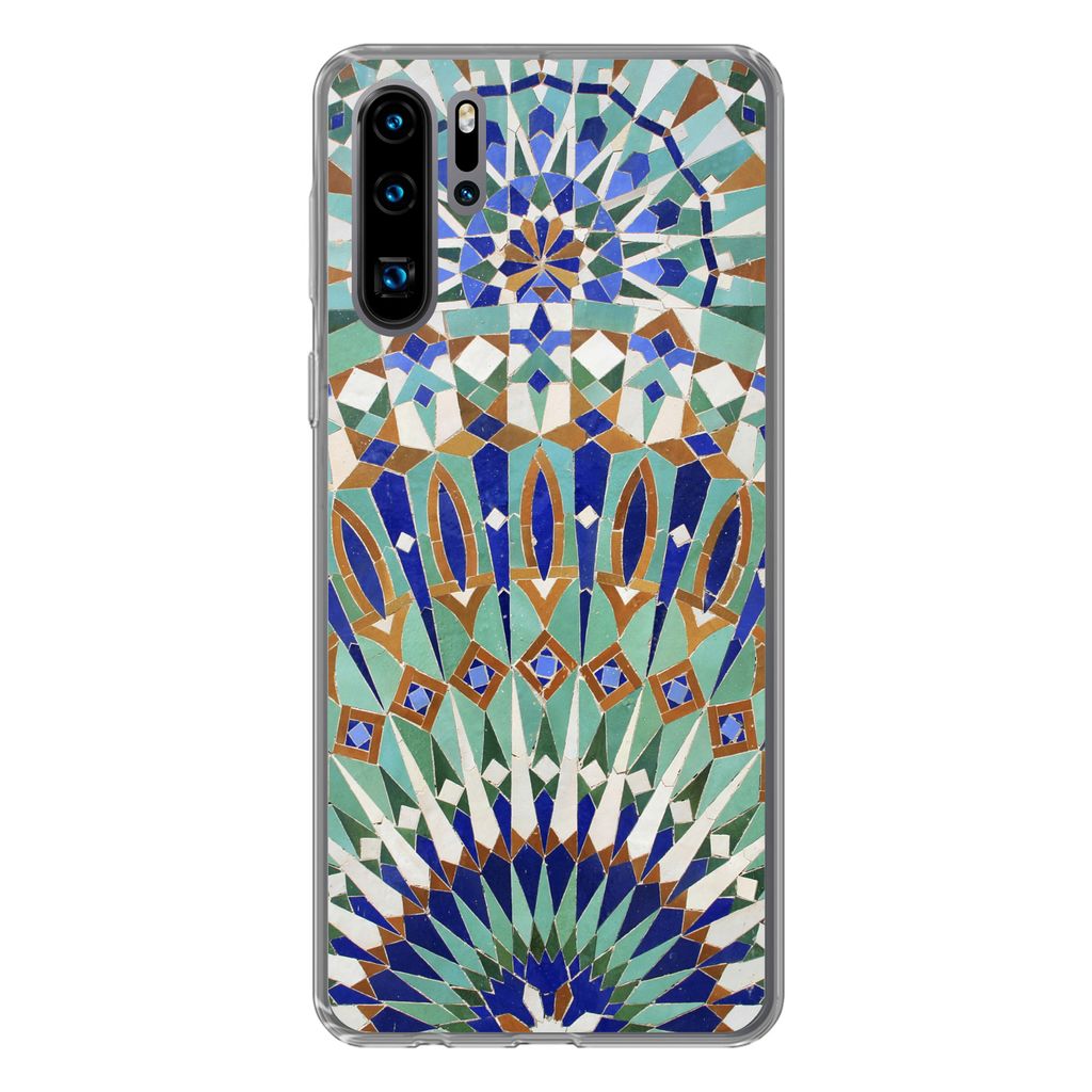 MuchoWow Handyhülle Schutzhülle Hülle für Huawei P30 Pro Eine marokkanische Mosaikwand mit verschiedenen Formen Silikon Softcase Handy Hülle...