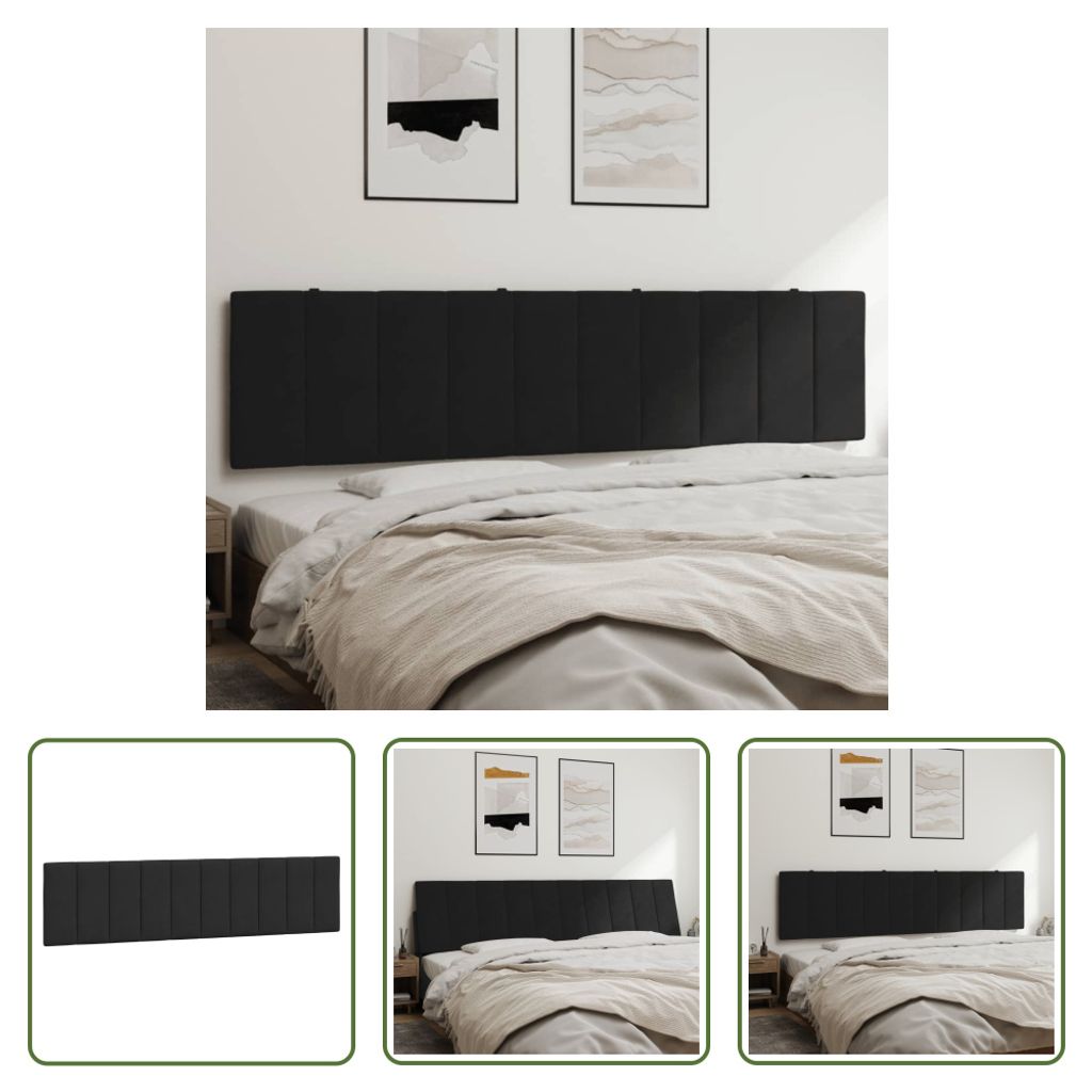 The Living Store Kopfteil-Kissen Schwarz 200 cm Samt