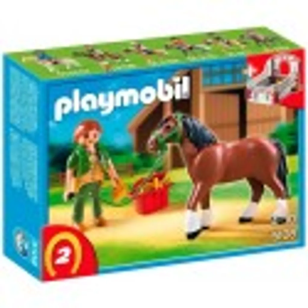 PLAYMOBIL 5108 Cheval Shire de Collection avec Box et Équipement Complet