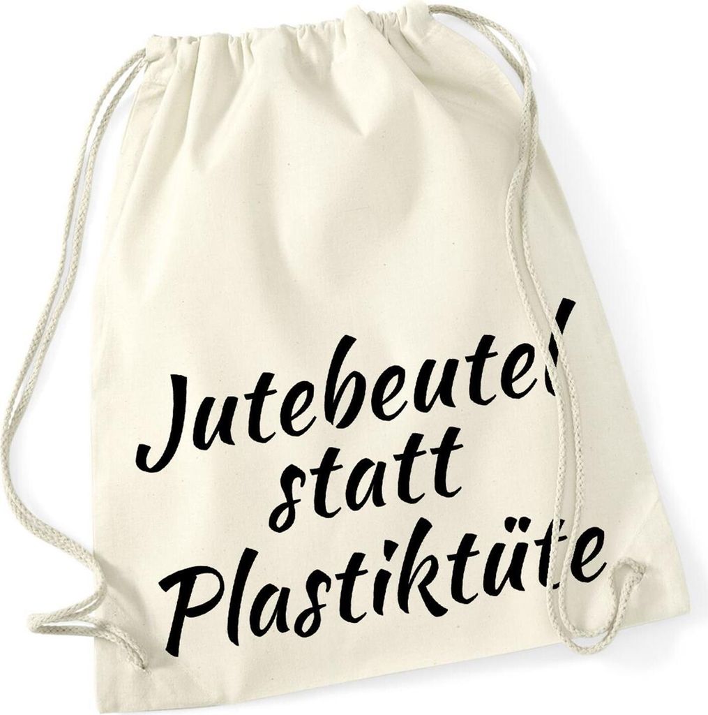Huuraa Turnbeutel statt Plastiktüte 12 Liter Natural Baumwolle Rucksack Geschenkidee