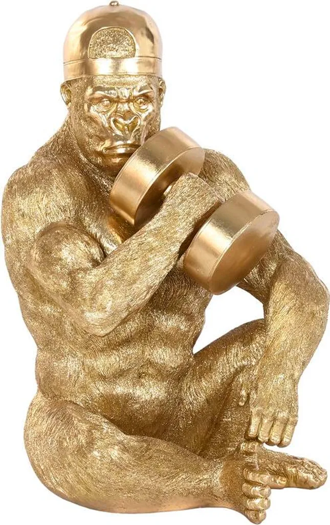 Grande Sculpture Gorille Doré 61cm - Statuette Décorative Design Chic