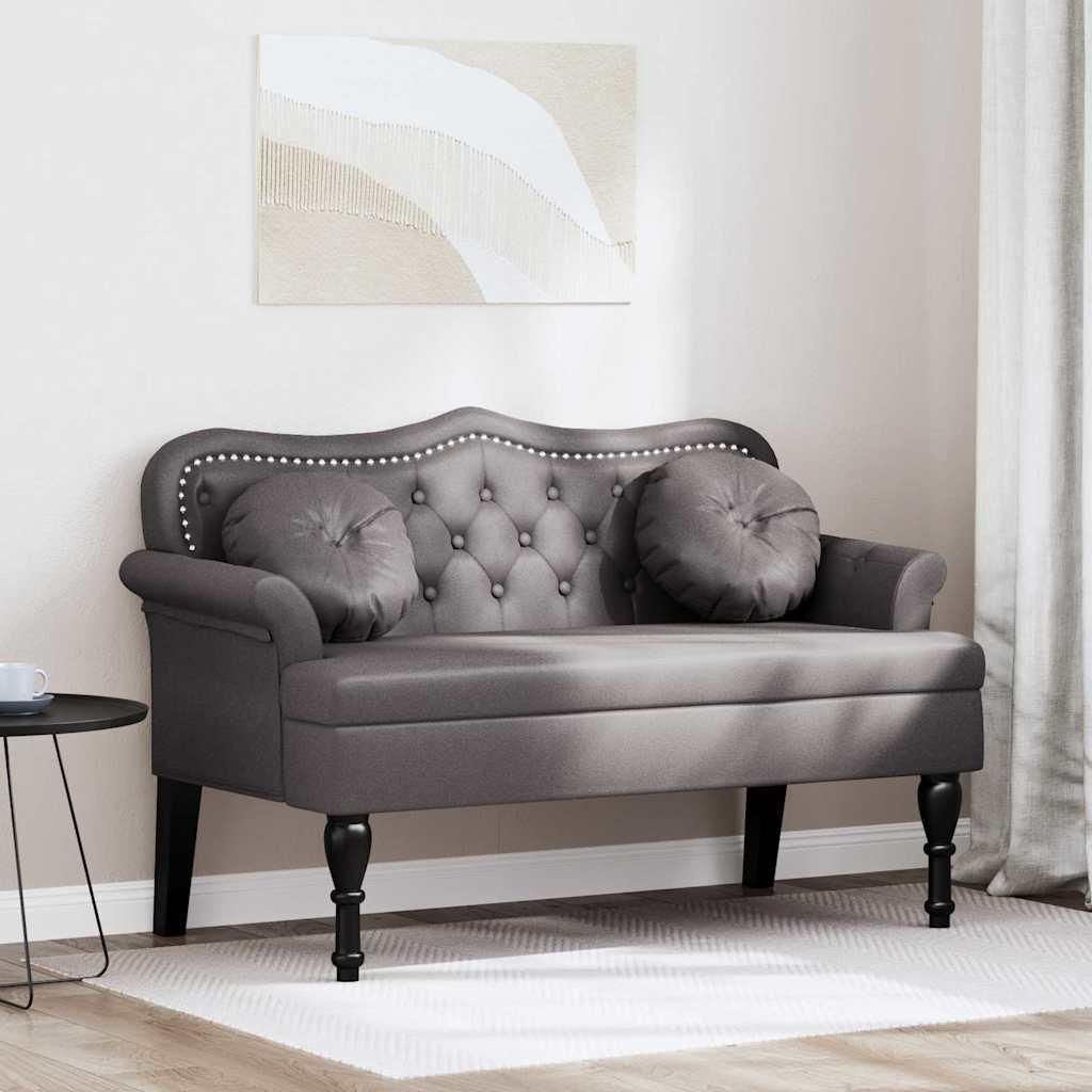 "Schlussverkauf" Chesterfield Bank - Sitzbank Langlebig - modern-desgin - mit Kissen Grau 120,5x65x75 cm Kunstleder C15555