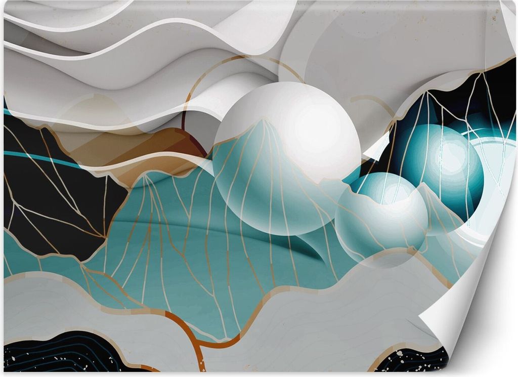 Vlies fototapete Abstrakt mit Kugeln 3D 150x105 cm Feeby Blau inkl. Kleber einfache Montage