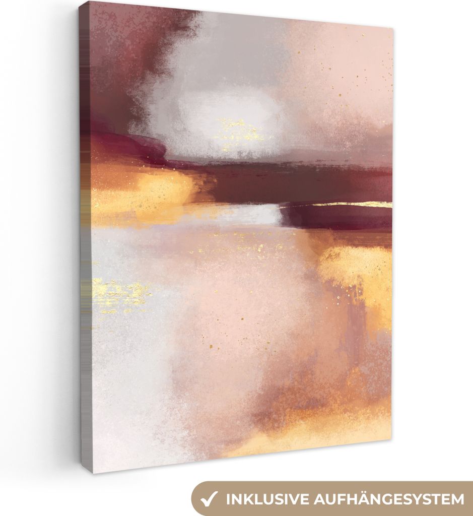 MuchoWow - Leinwandbilder - Malen - Abstrakt - Pastell, Wandbild, Wanddeko Bilder Wohnzimmer, 60x80 cm