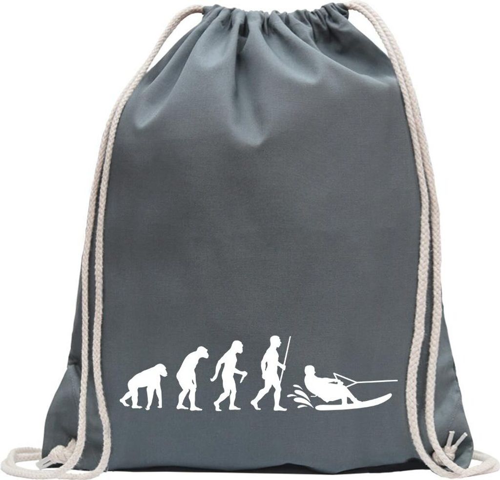 Kiwistar - Turnbeutel - stahlgrau - Wakeboarden Ski Evolution - Fun Rucksack Sport Beutel Gymsack Baumwolle mit Ziehgurt