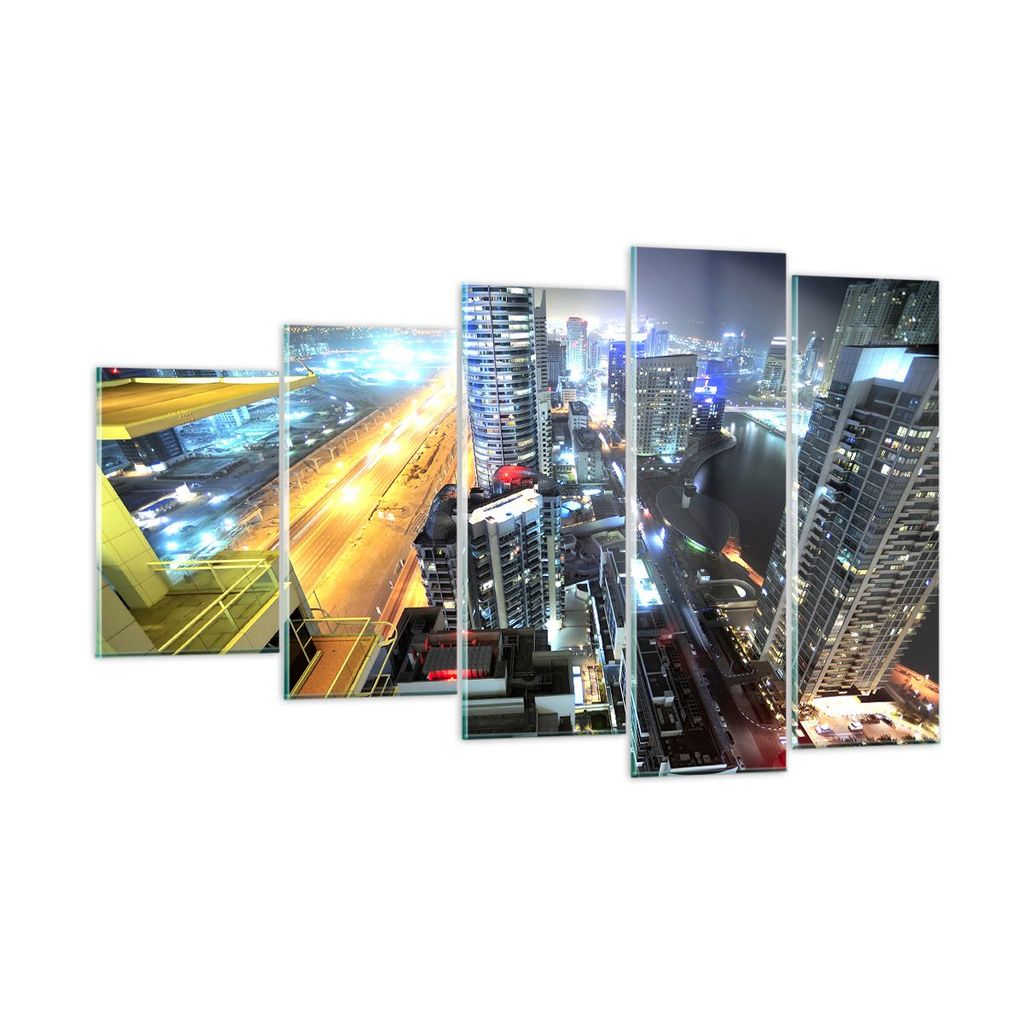 Bilder auf glas - Architektur Industrie Nacht Licht - 100x60cm - Glasbilder - Wandbilder - Kunstdruck - Wanddekoration aus Glas - Glas Bilder - Wan...