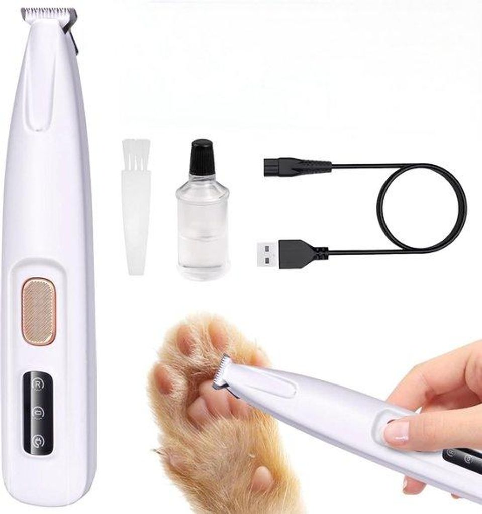 Professionelle Einfachklipp-Klauwtrimmer für Hunde - 16*3cm - oplaadbare Klauwtrimmer mit LED-Licht - professionelle Haarbürste für dicke, lange...