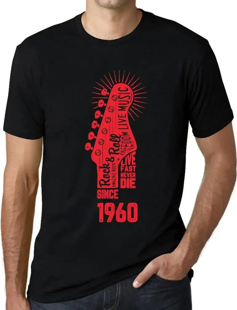 Herren Grafik T-Shirt Lebe schnell stirb nie Gitarre und Rock & Roll seit 1960 – Live Fast, Never Die Guitar and Rock & Roll Since 1960 – Gesch...