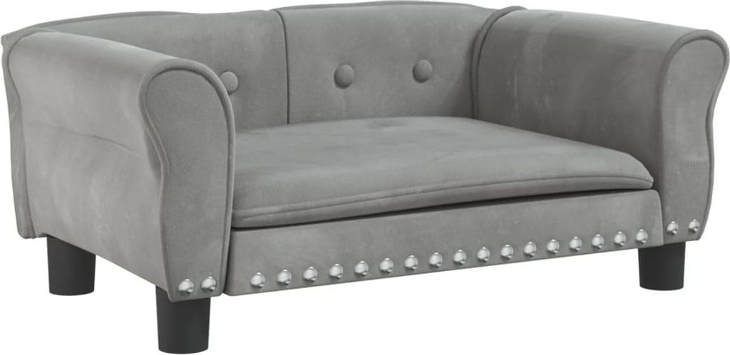 vidaXL Letto per cani grigio chiaro 70x45x30 cm in velluto Immagine del prodotto 