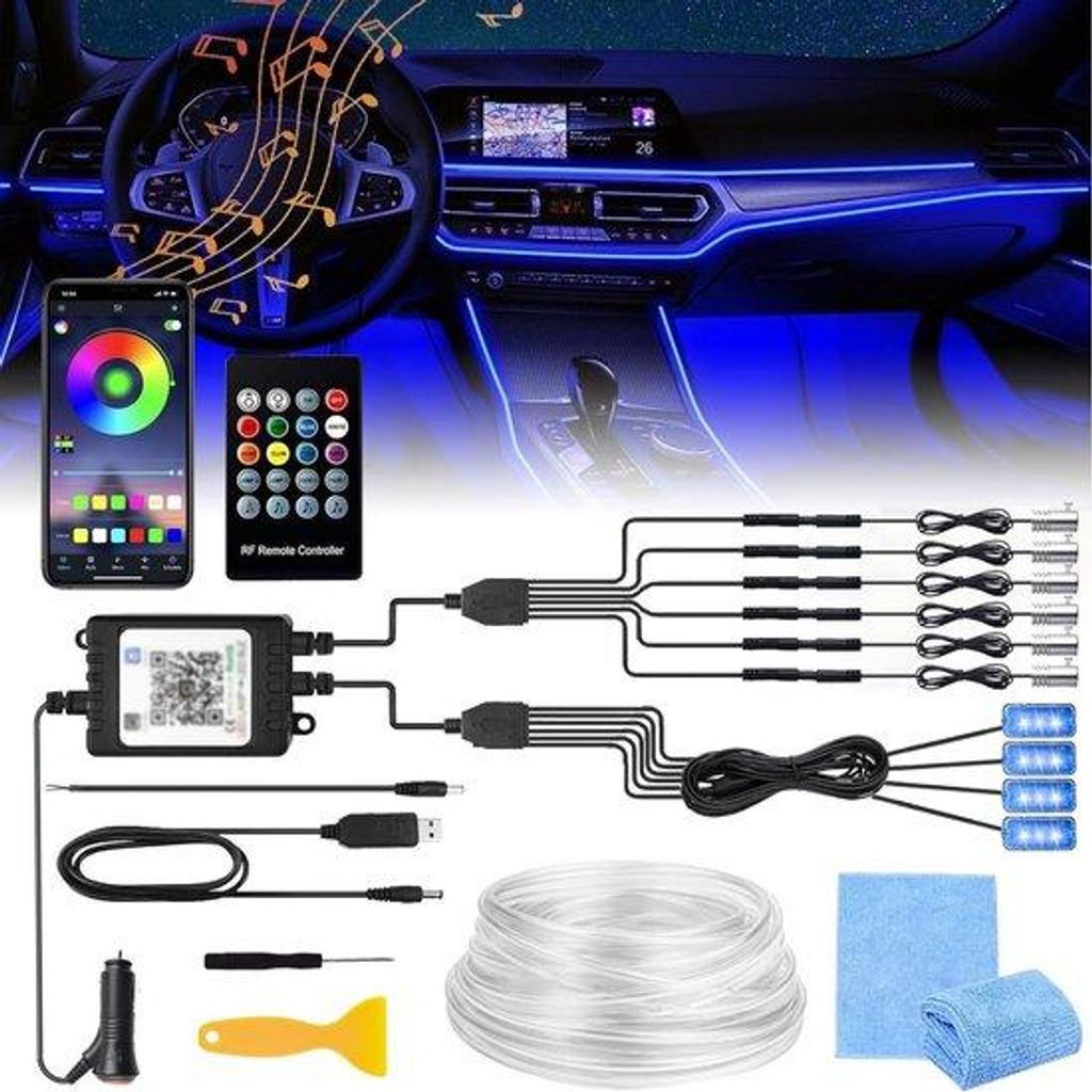 Luce LED per auto da 6 m - Luce interna per auto 6 in 1 RGB Immagine del prodotto 
