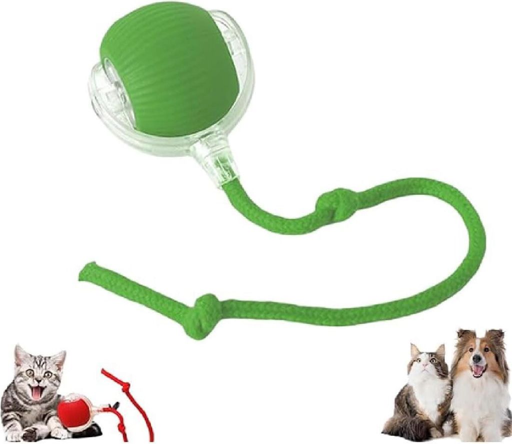 Rolling Ball,Interactive Cat Toys Rolling Ball,Hundespielzeug Ball mit Schnur,Interaktives Hunde Ball Spielzeug mit USB Aufladbar,Automatisch Rolle...
