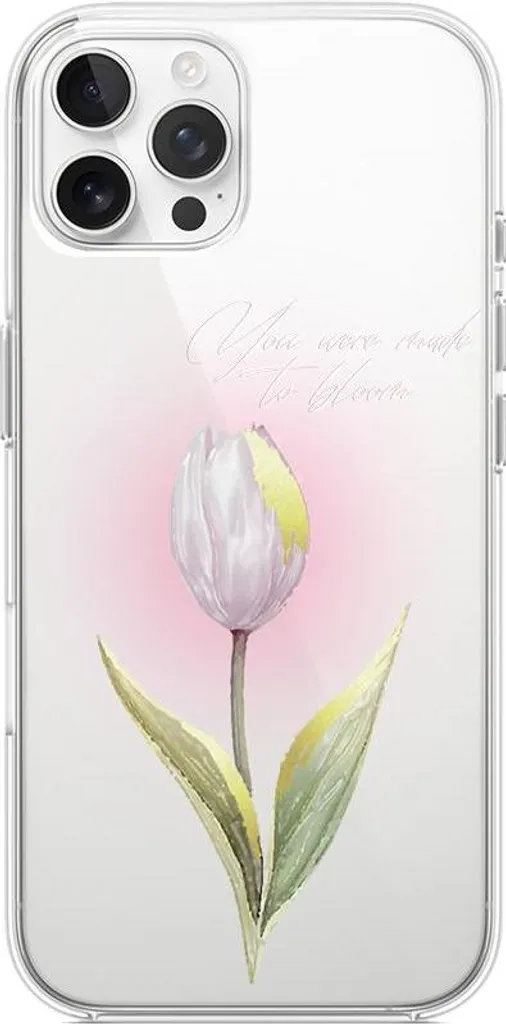 custodia per iPhone 12 Pro Max, trasparente, in silicone flessibile, fiori, tulipani
