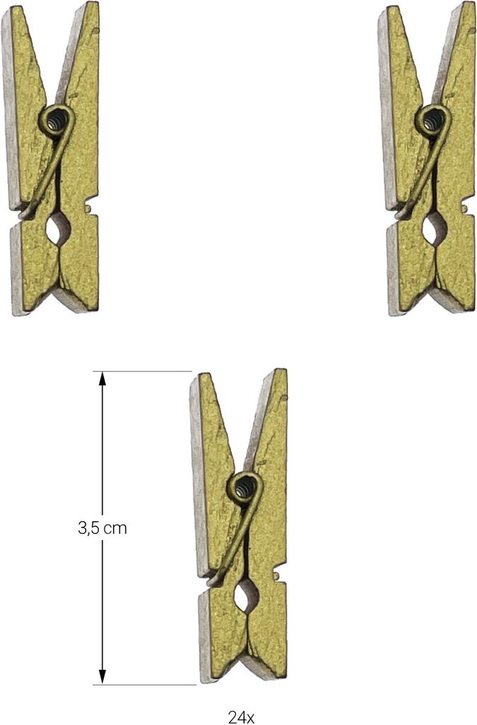 Oblique Unique 24 Mini Wäscheklammern aus Holz mit Band für Weihnachten Geburtstag DIY Projekte Adventskalender Basteln - gold