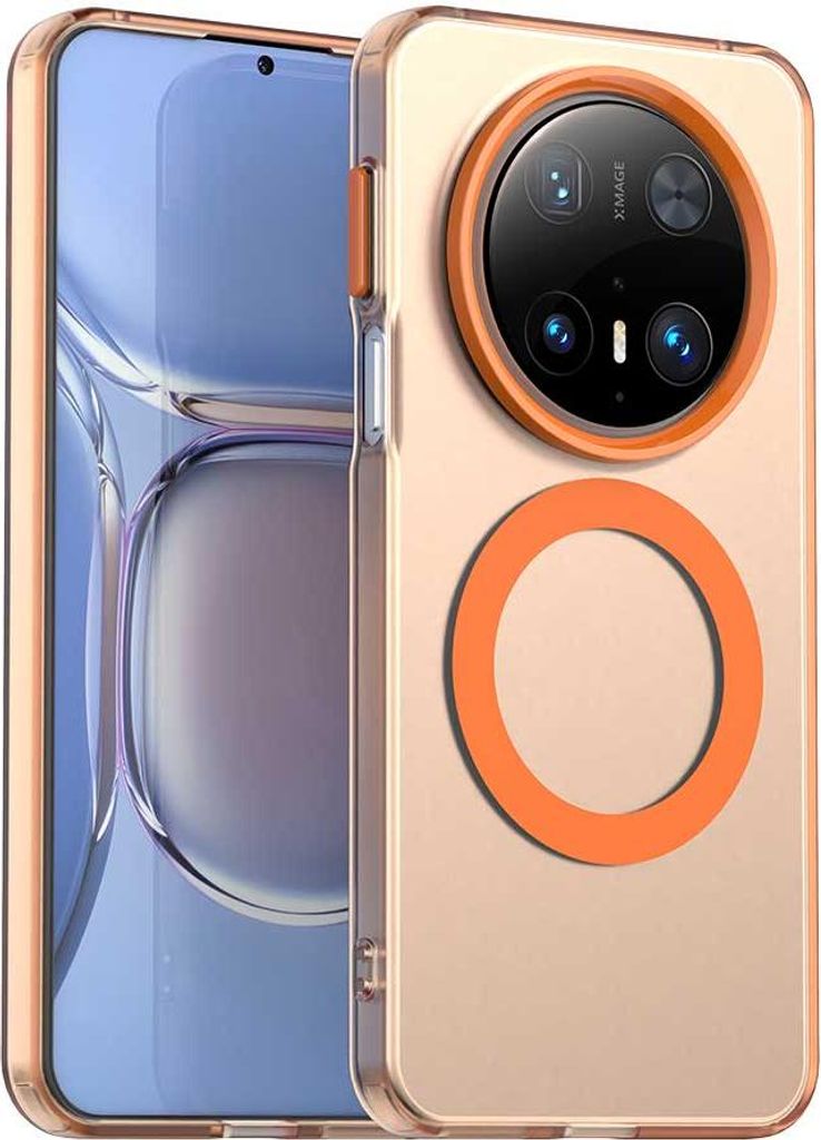 Magnetisch Hülle für Huawei Mate 70, Schlank Durchscheinend Matt Stoßfest Handyhülle Orange