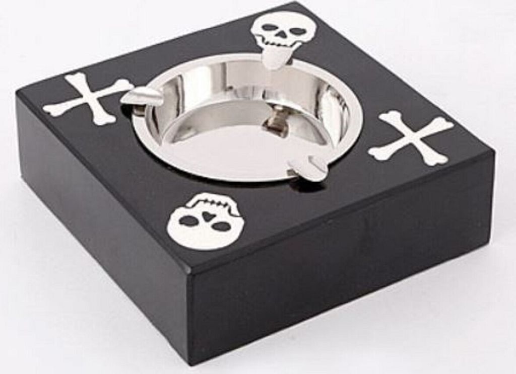 Casa Padrino Designer Aschenbecher Schwarz / Silber 16 x 16 x H. 6 cm - Deko Accessoires