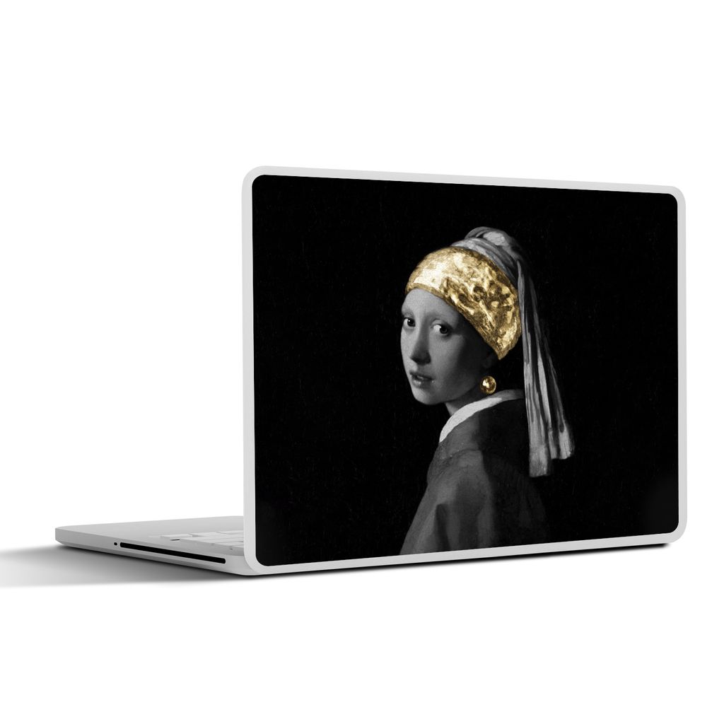 MuchoWow Laptop Aufkleber Sticker Cover Mädchen mit Perlenohrring - Vermeer - Stirnband - Gold 30x21 cm - Sticker für Laptop - Selbstklebend