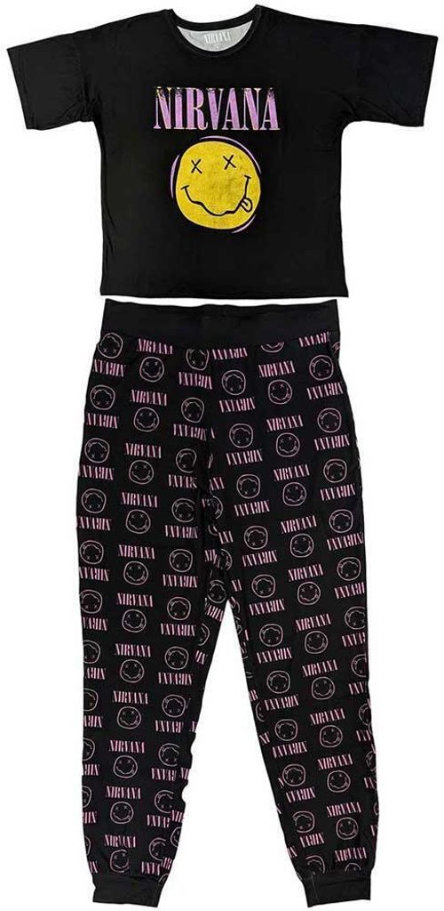 Nirvana - "Xerox Smile" Schlafanzug für Damen RO9828 (XL) (Schwarz/Pink)